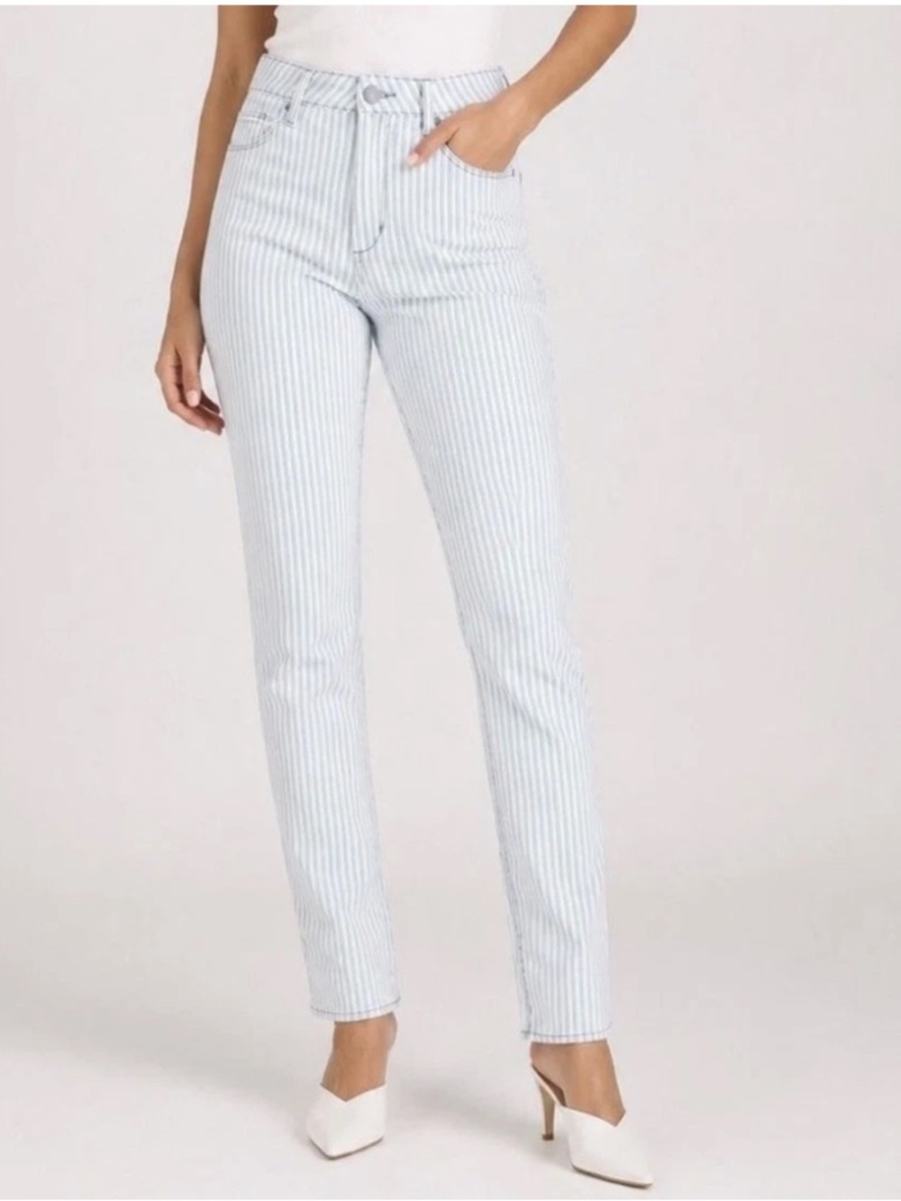 Article of Society Rene Blue White Stripes Cropped Jeans, Size 29, NWT